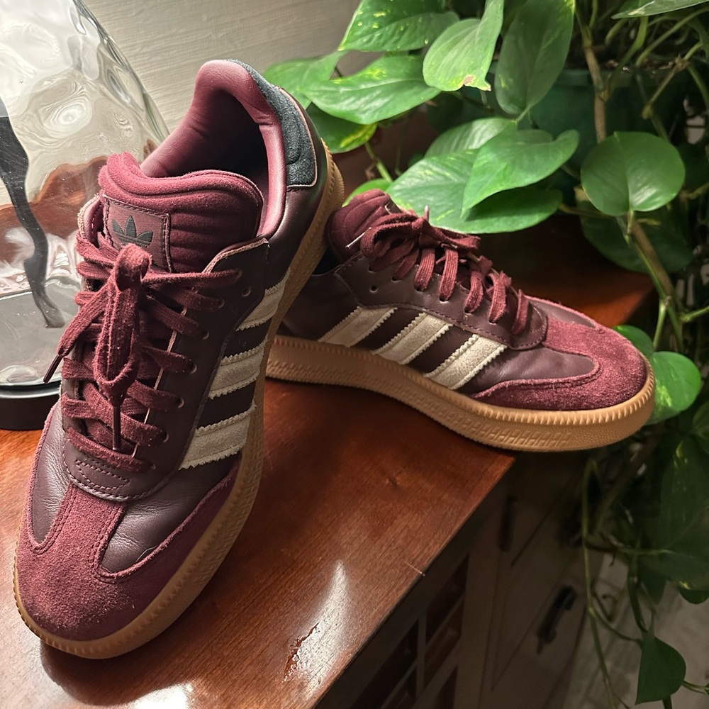adidas Burgundy and Cream Retro Low-Top Sneakers